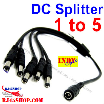 สายแแยก ไฟ 1 ออก 5 พร้อมหัวแจ๊ค แยกไฟ Adapter จ่าย CCTV DVR POE อื่นๆ DC AC Spilter 1 to 5 with Jack